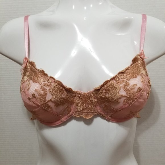 Glamour bra 34B floral lace mesh ornate bow butterfly dragonfly romantic lolita - Picture 1 of 14